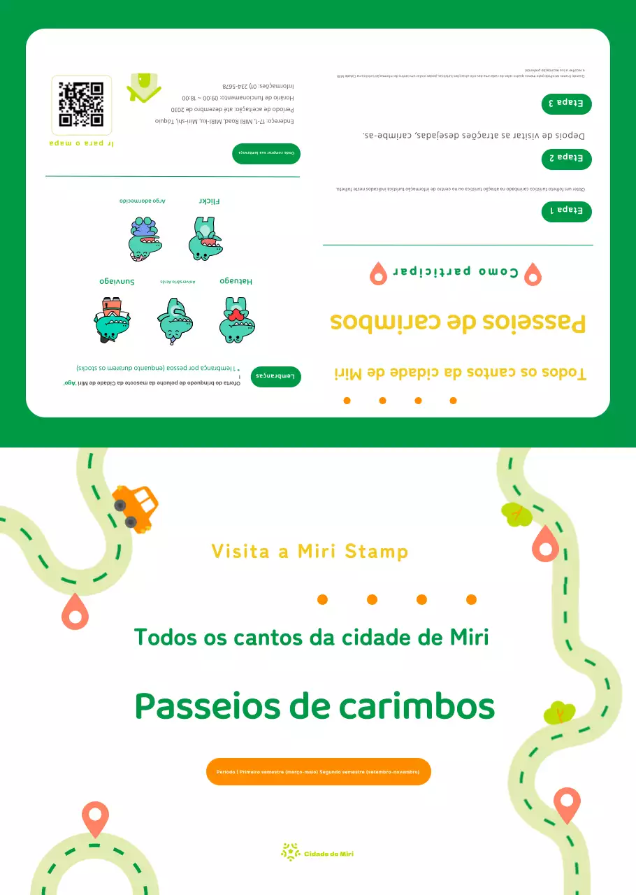 Folheto de visita guiada com carimbo da cidade