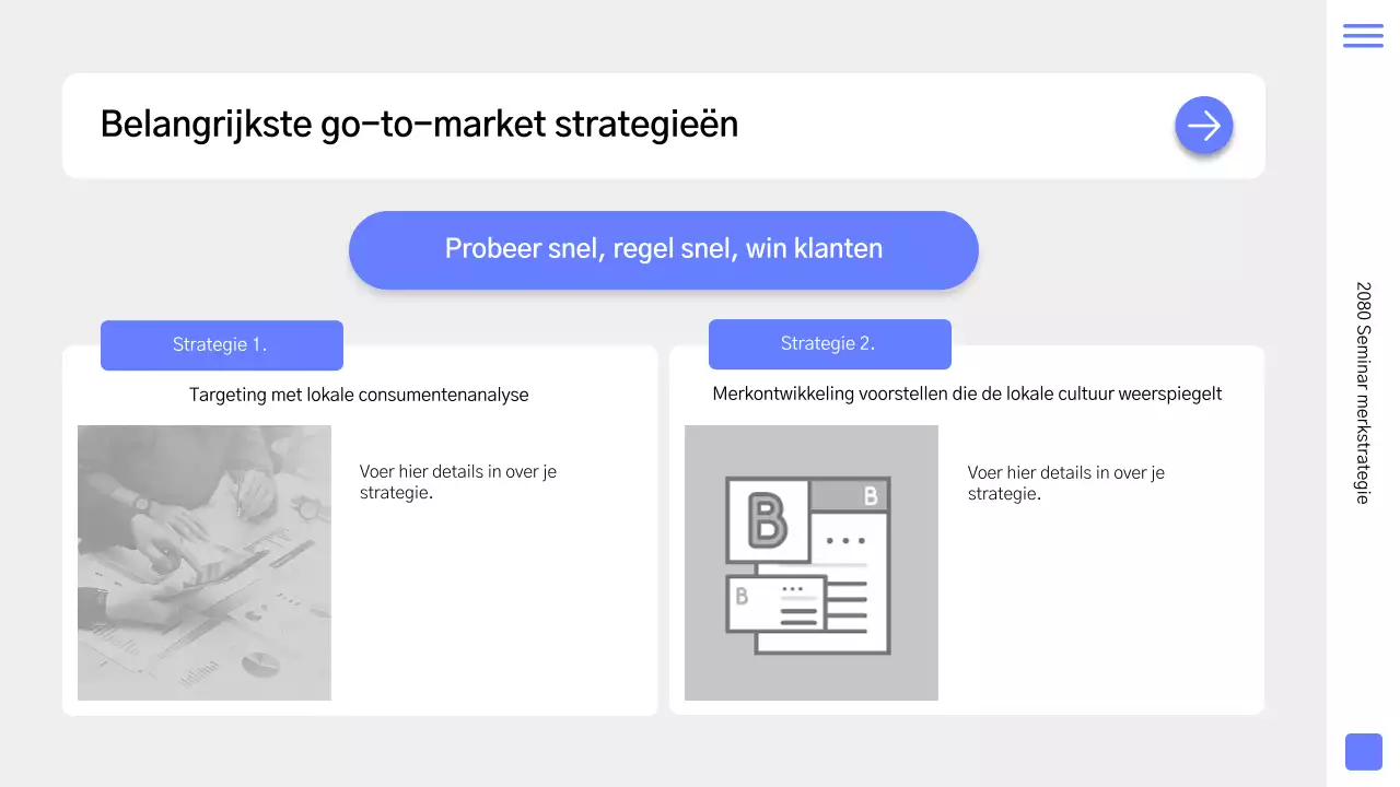 Een eenvoudige merkstrategie in blauw en grijs