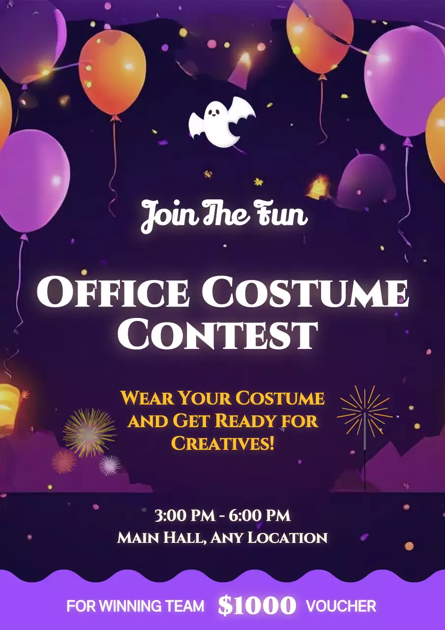 Purple Festive Office Event Poster