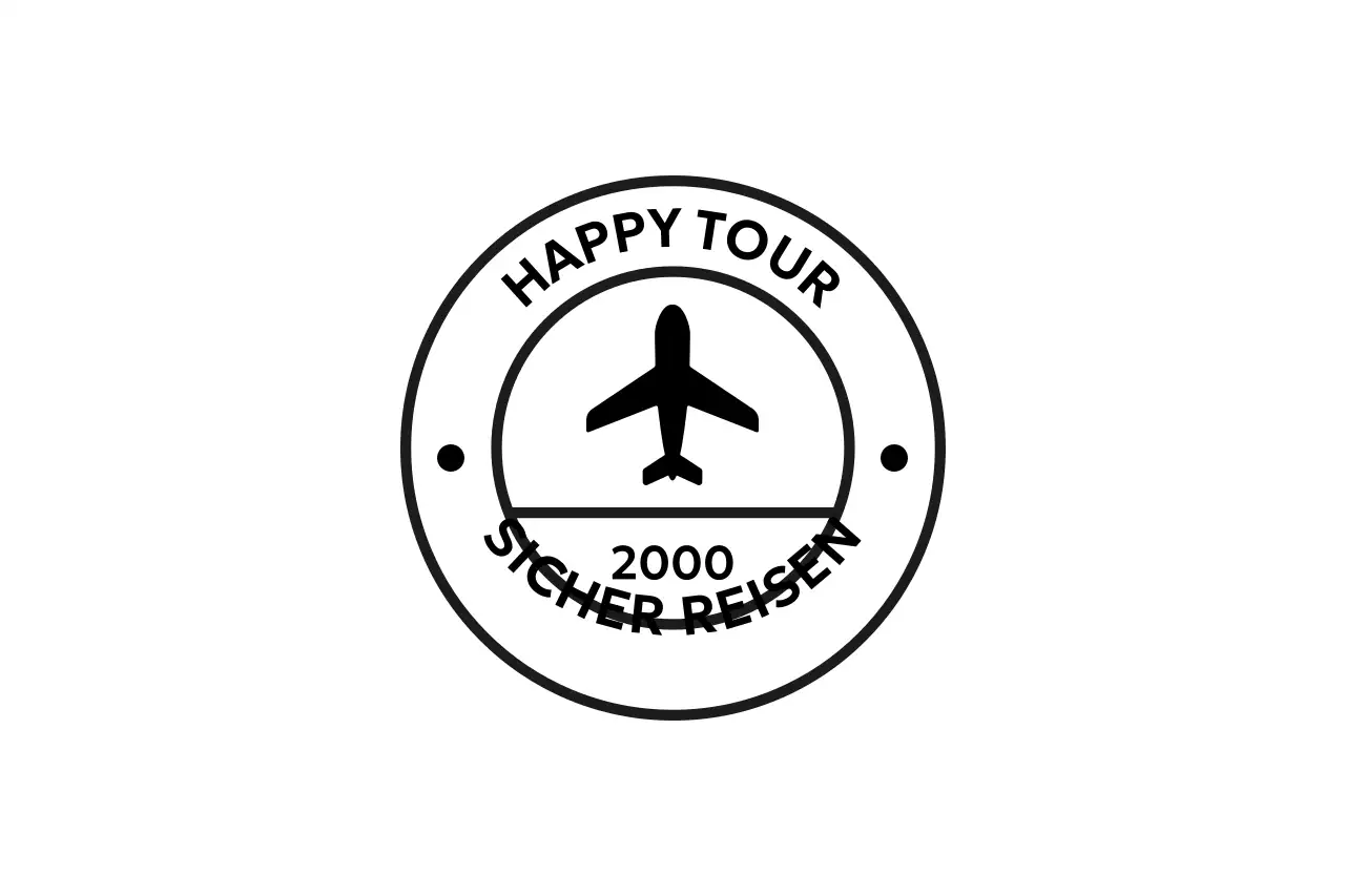 Einfaches Reise-Werbelogo in Form einer Briefmarke