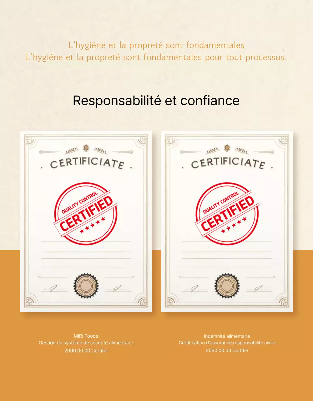 Promouvoir un magasin de plats d'accompagnement à l'aspect traditionnel dans les tons beige et orange