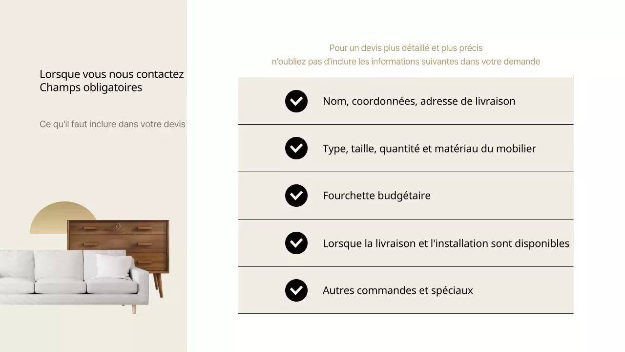 Meubles modernes noirs et beiges guide de devis de l'entrepreneur