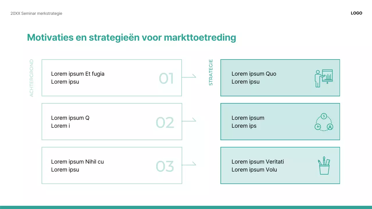 Een moderne groen-witte presentatie voor het delen van merkcases