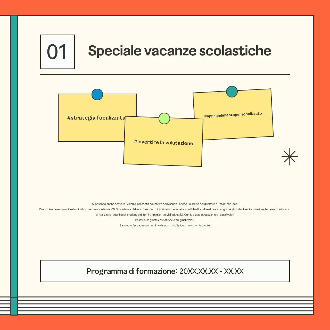 Promuovere una lezione scolastica arancione kitsch