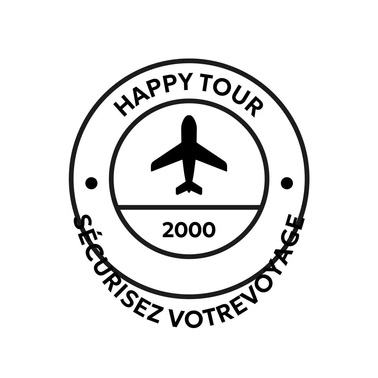 Logo promotionnel de voyage simple sous forme de timbre