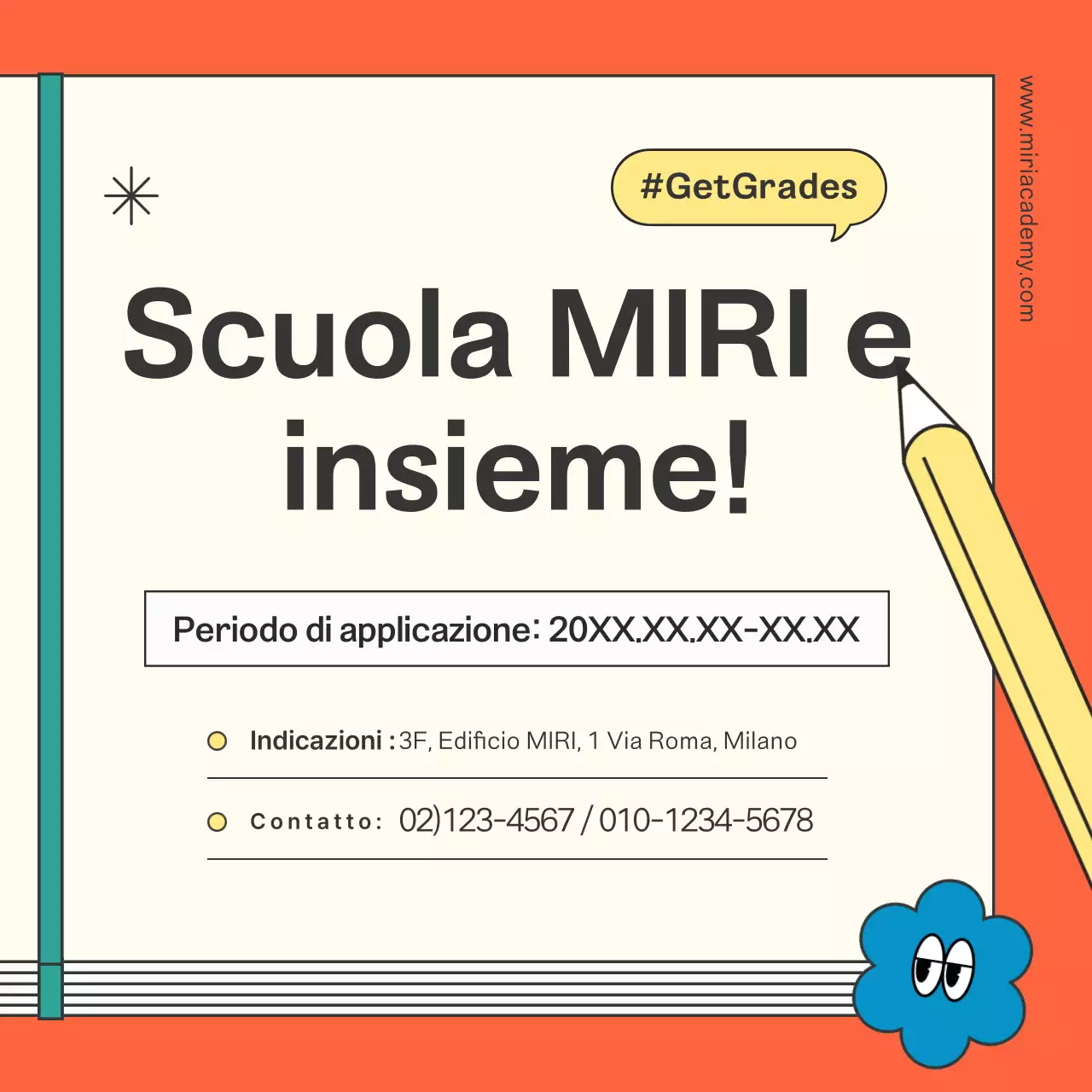 Promuovere una lezione scolastica arancione kitsch