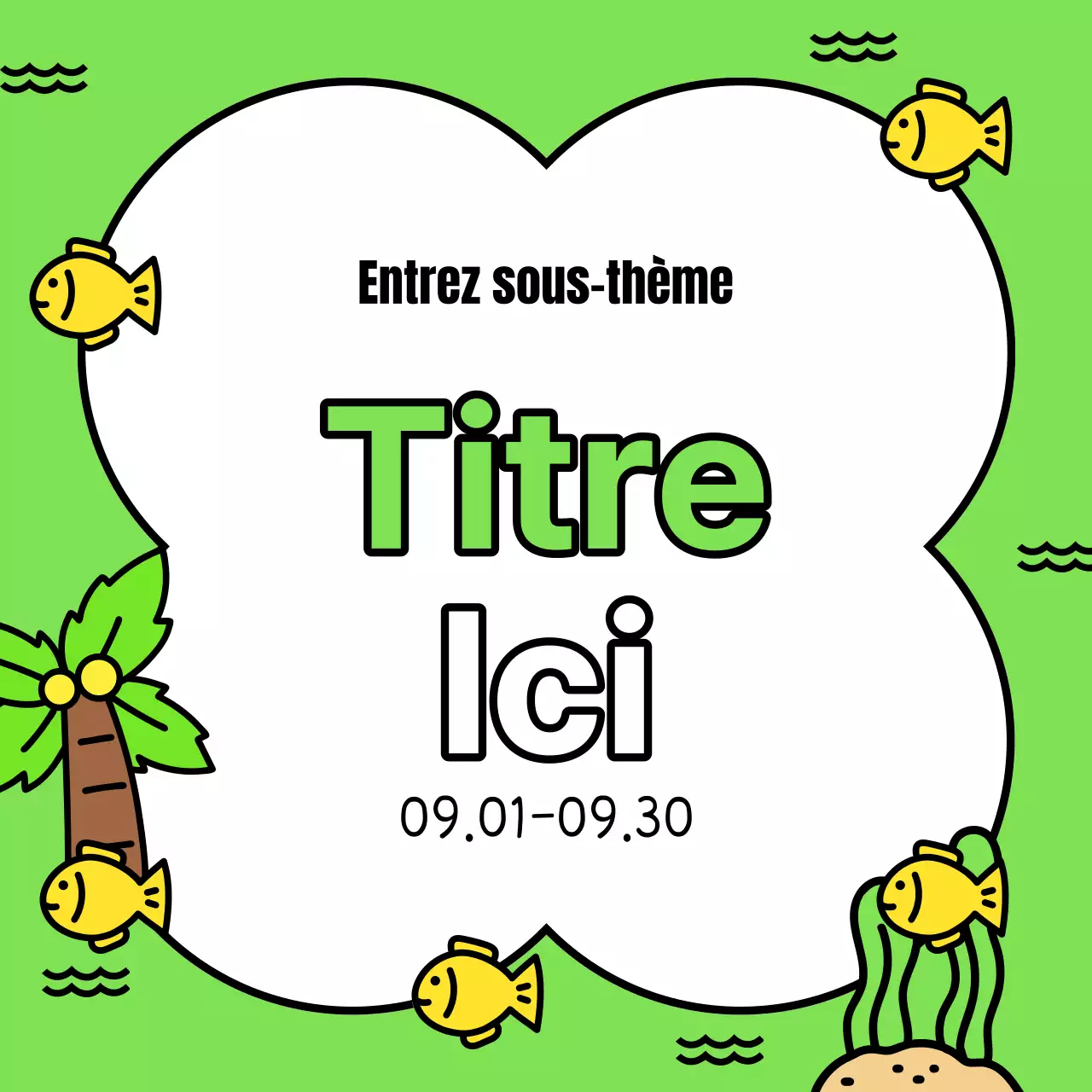 Une jolie publicité pour un événement estival en jaune et bleu clair