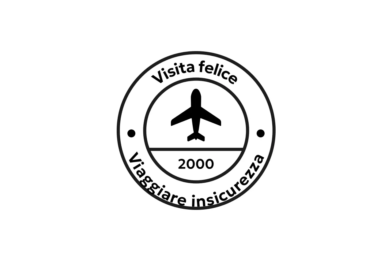 Logo promozionale da viaggio semplice a forma di francobollo