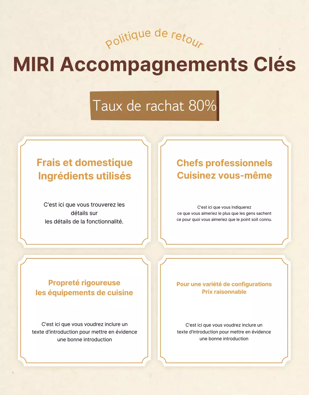 Promouvoir un magasin de plats d'accompagnement à l'aspect traditionnel dans les tons beige et orange