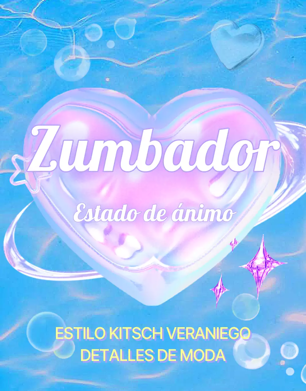 Kitschy Y2K anuncio de moda en azul claro