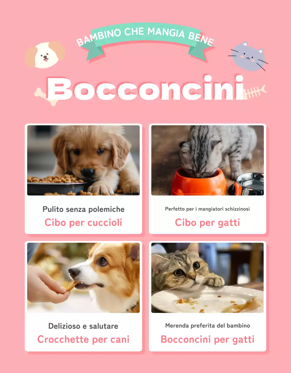 Una collezione di simpatici articoli per animali domestici in rosa