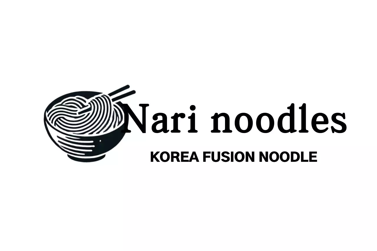 Logo restoran mie Korea dengan ilustrasi