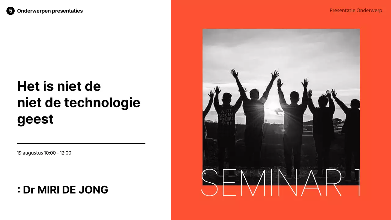 Modern speakerdeck in oranje en zwart-wit