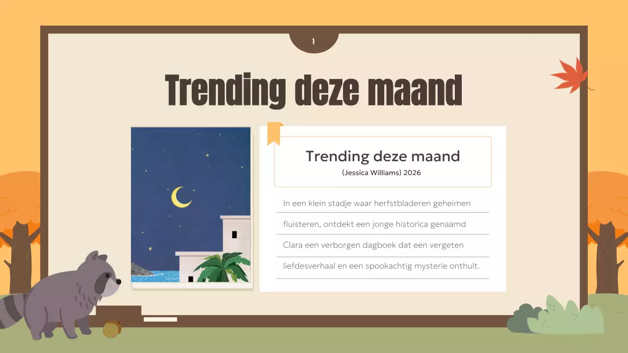 Een selectie van herfstige boekaanbevelingen in oranje en groen