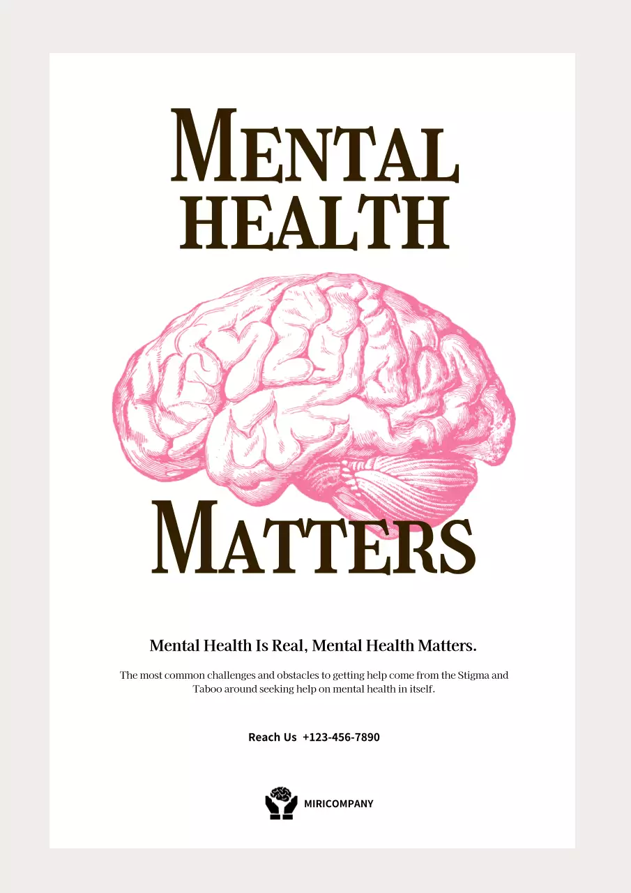 Pink Classic Mental Health Announcement Poster