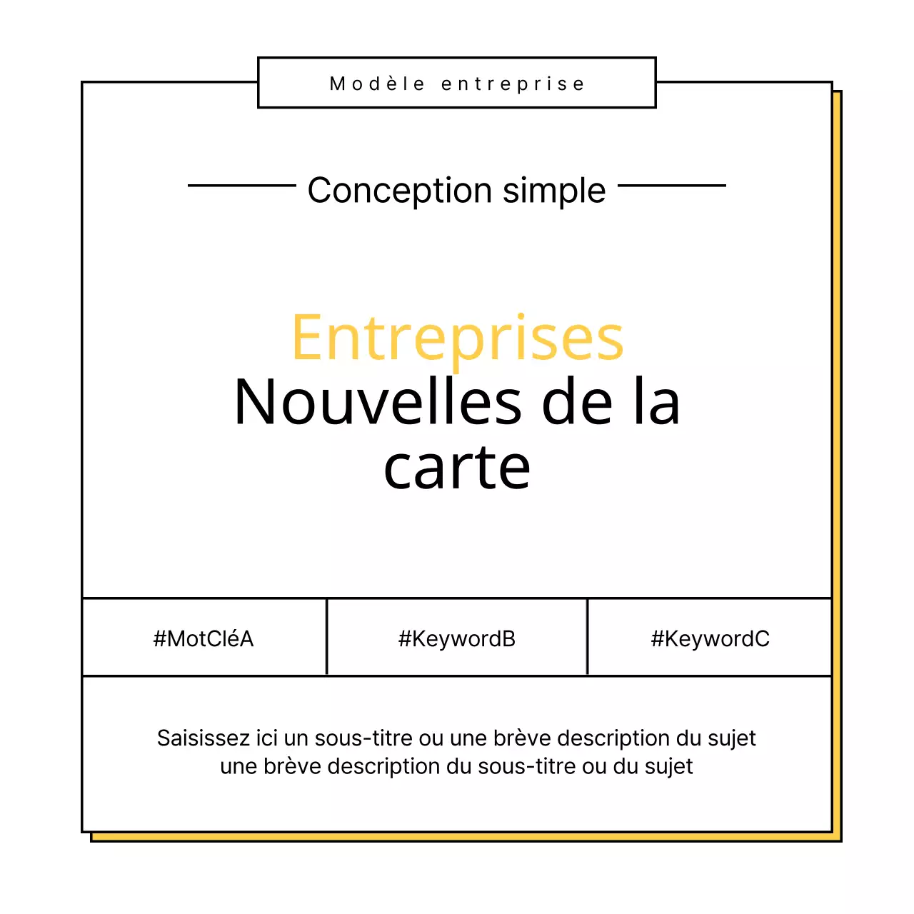 Un simple prospectus d'entreprise jaune et noir
