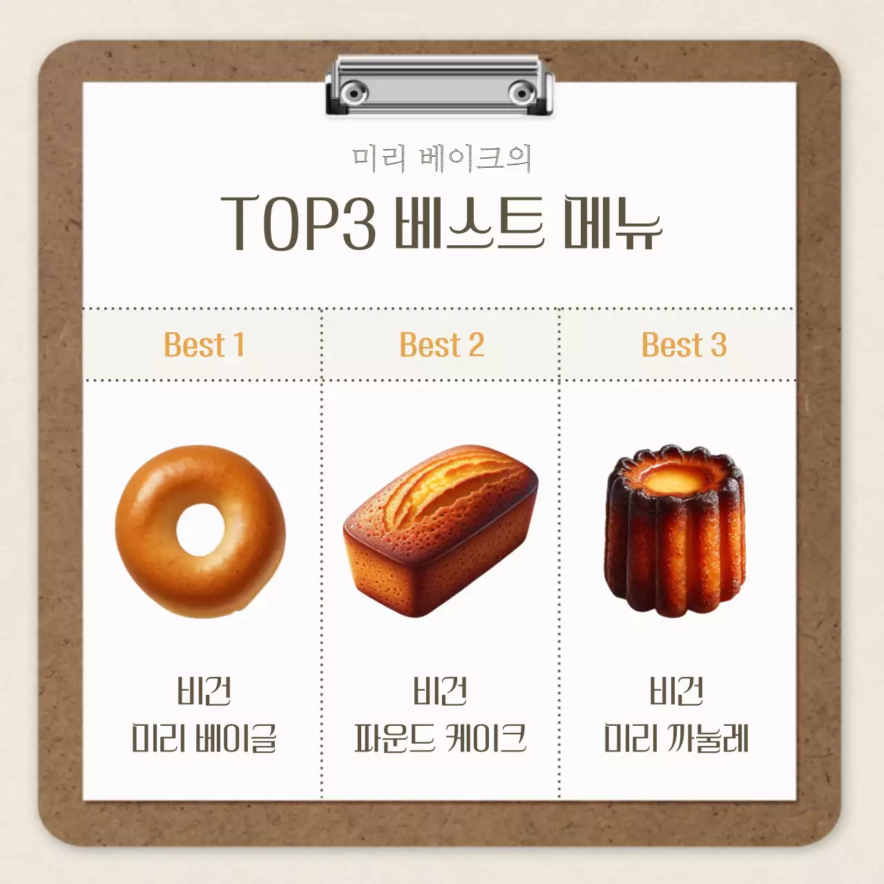 갈색의 빈티지한 베이킹 원데이 클래스 레시피