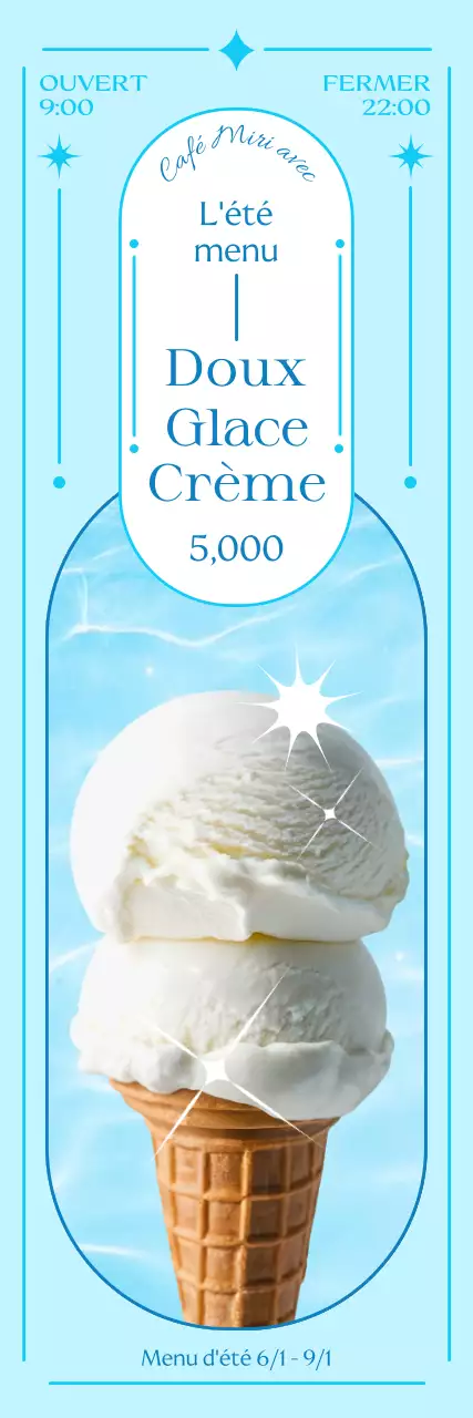 Faites la promotion de votre café bleu et chic et présentez votre menu