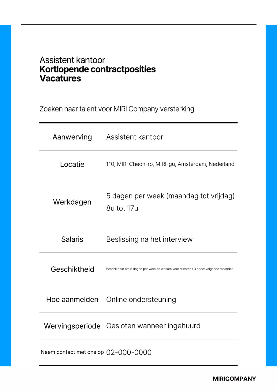 Een eenvoudige bedrijfssjabloon in blauw en zwart