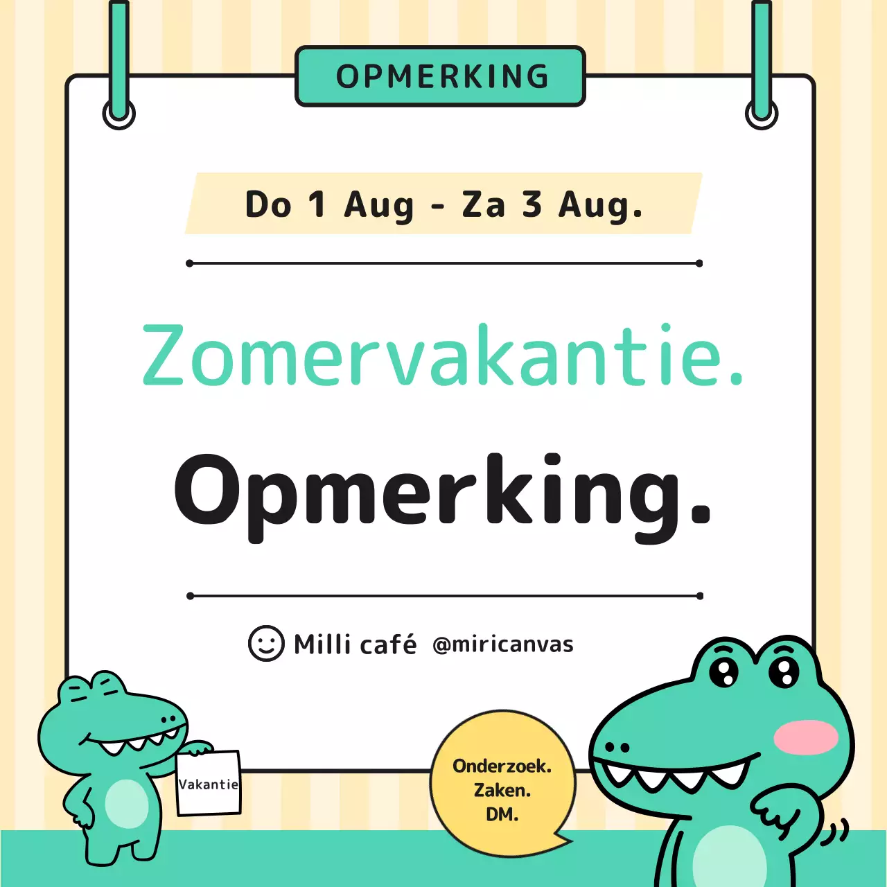 Mooi geel en groen zomervakantiebericht.