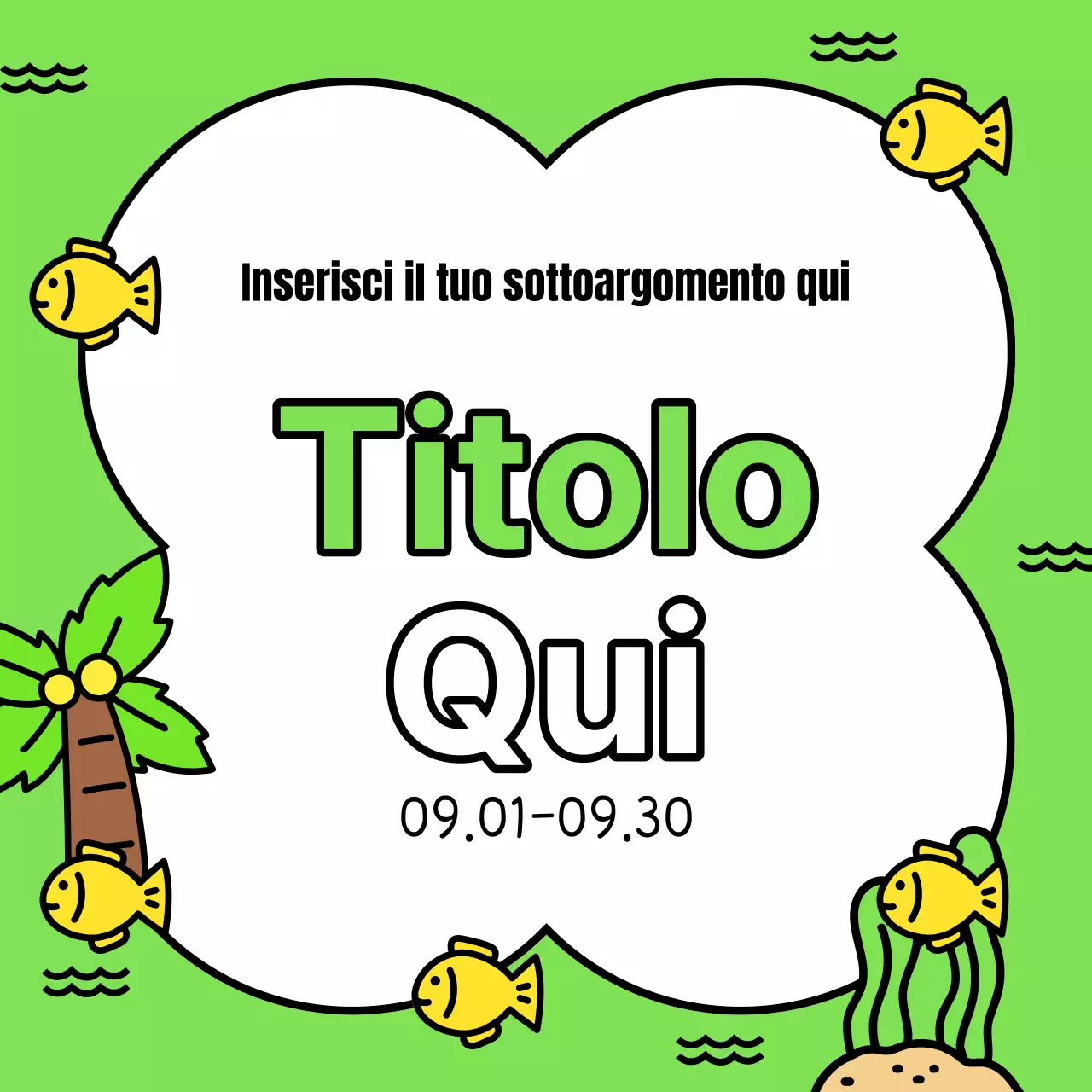 Un grazioso annuncio per eventi estivi in giallo e azzurro