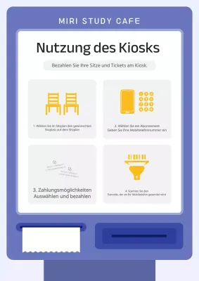 Eine einfache blaue und graue Kioskankündigung