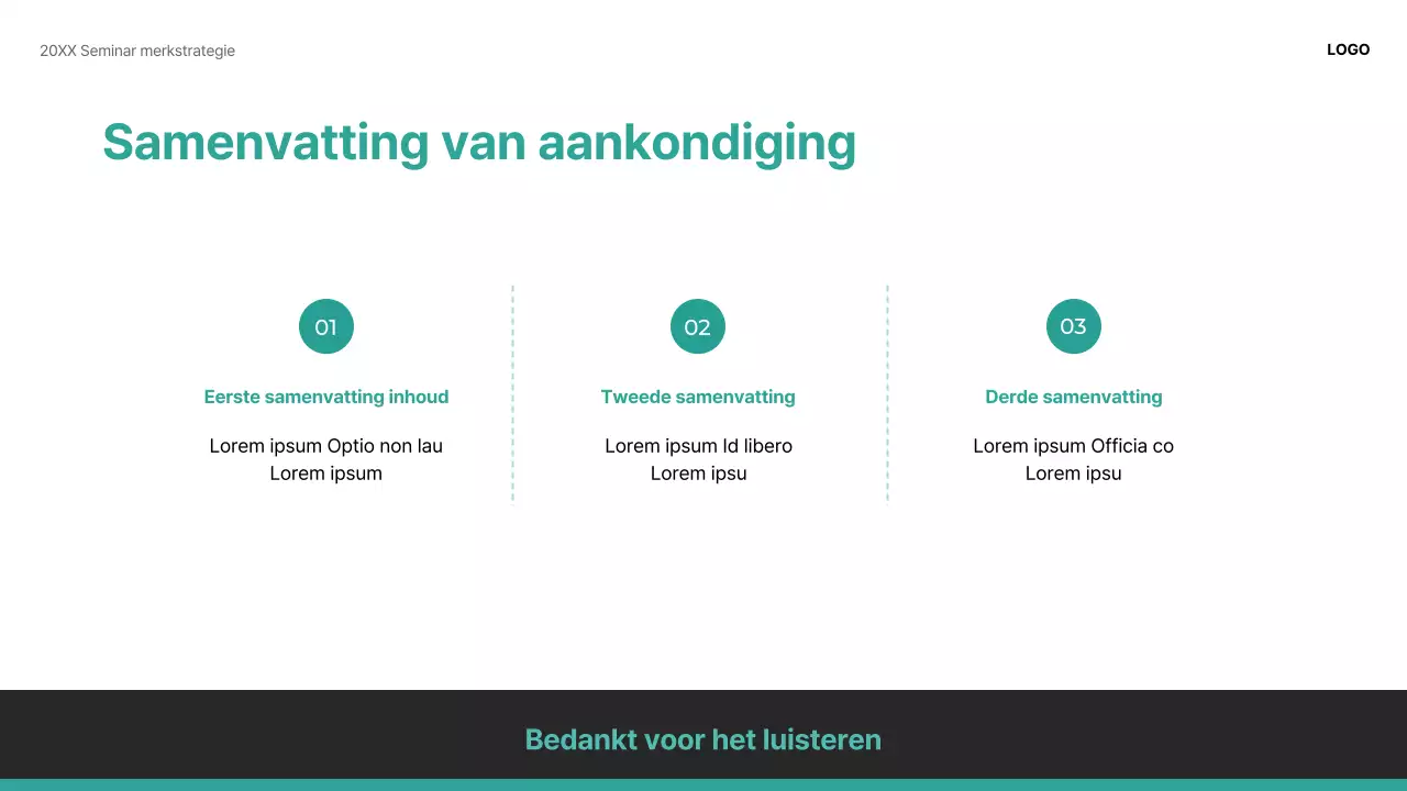 Een moderne groen-witte presentatie voor het delen van merkcases