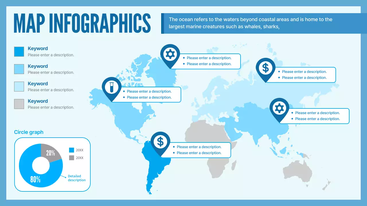 Blue Modern Map Analytics Infographic