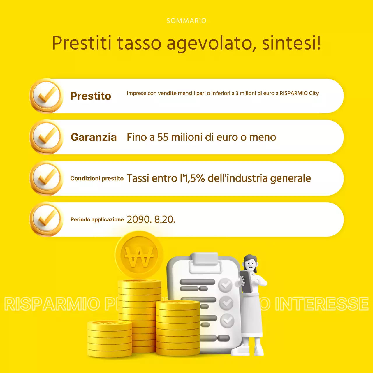Informazioni sui prestiti a basso interesse evidenziate in giallo e marrone