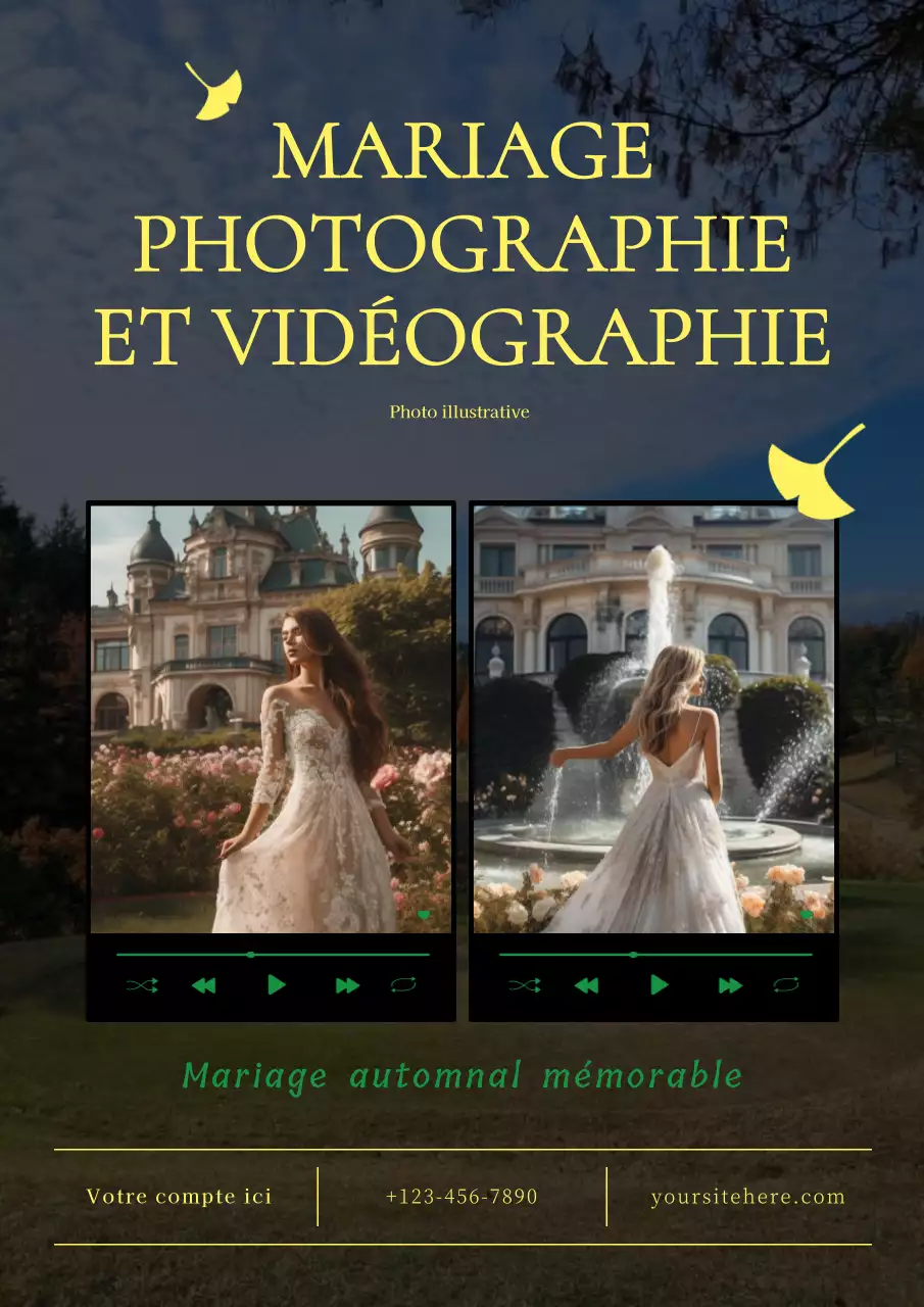 Promouvoir une séance photo de mariage d'automne moderne, jaune et noir