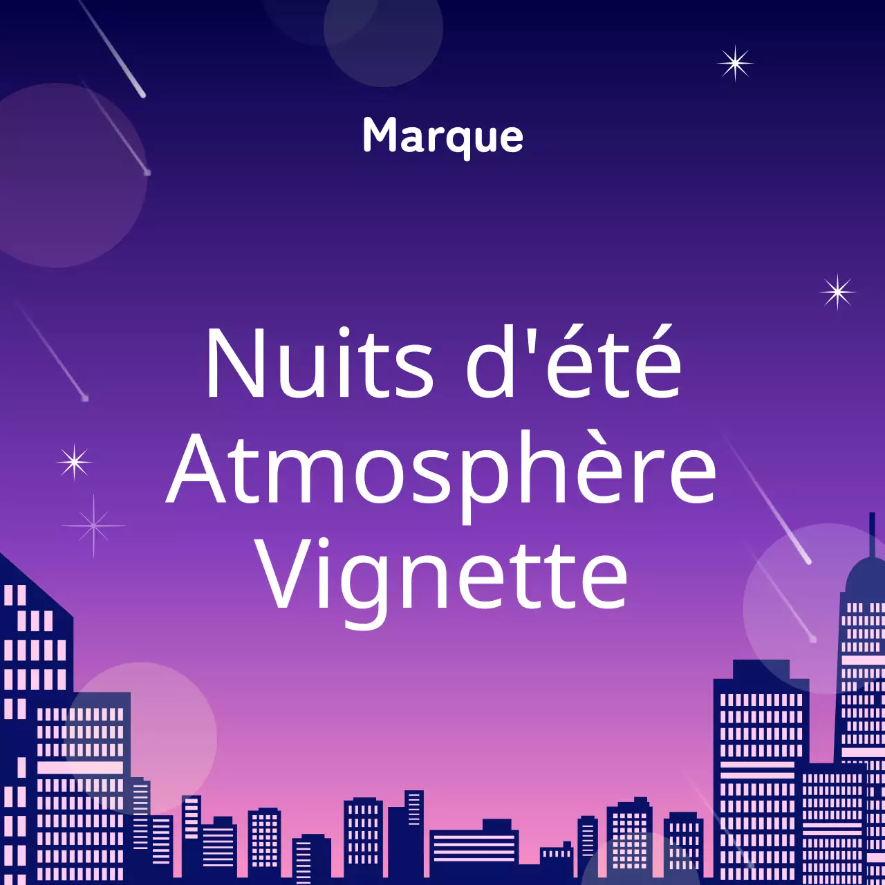Annonce en vignette pour une nuit d'été branchée en violet et rose