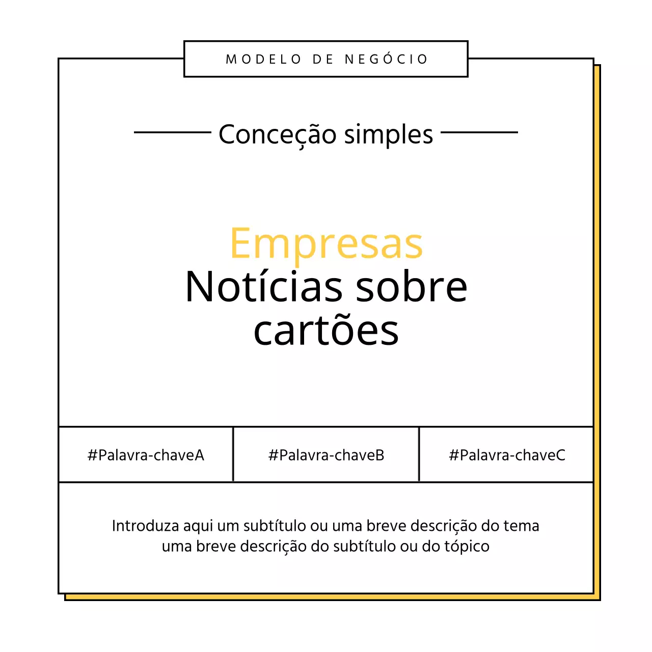 Um prospeto comercial simples a amarelo e preto