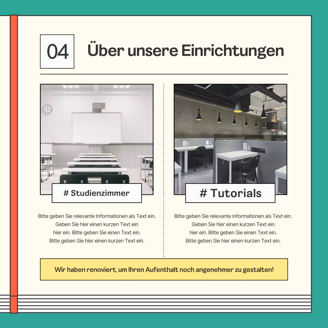 Förderung eines kitschigen orangefarbenen Schulvortrags