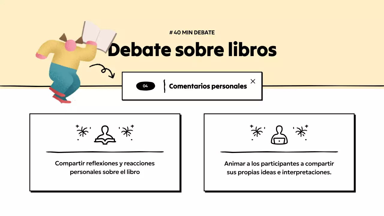 Presentación sencilla de un club de lectura en azul claro y amarillo