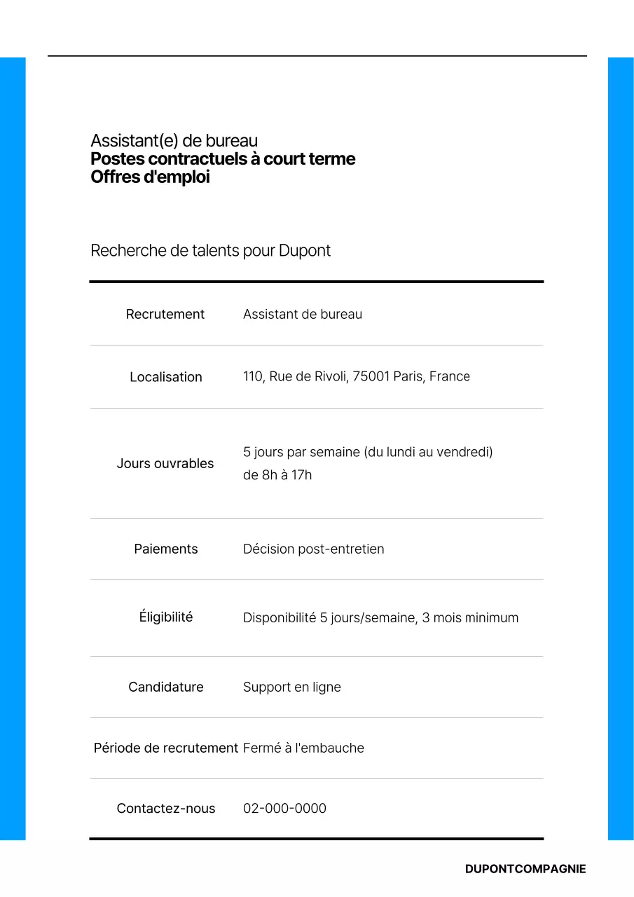 Un modèle d'entreprise simple en bleu et noir