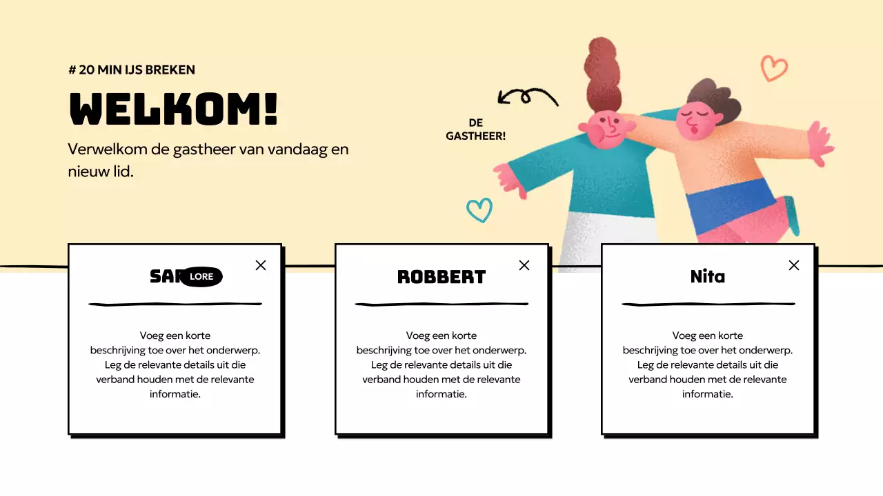 Eenvoudige boekenclubpresentatie in lichtblauw en geel