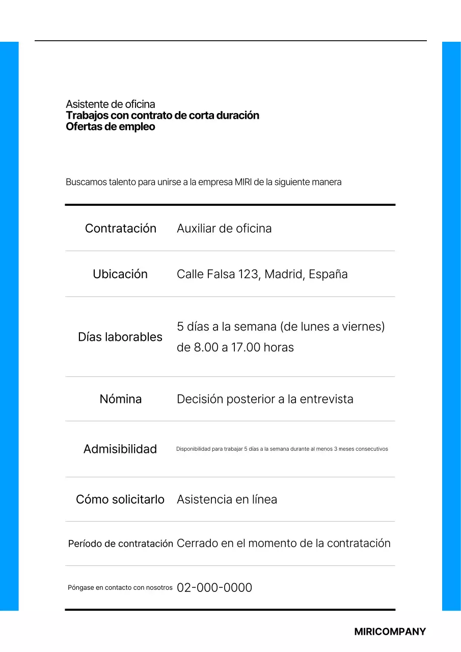 Una plantilla corporativa sencilla en azul y negro
