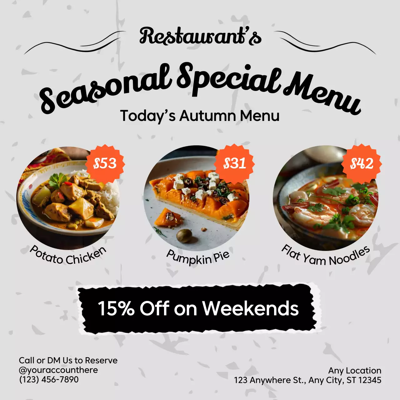 Grey Modern Autumn Menu Promotion Social Media Post