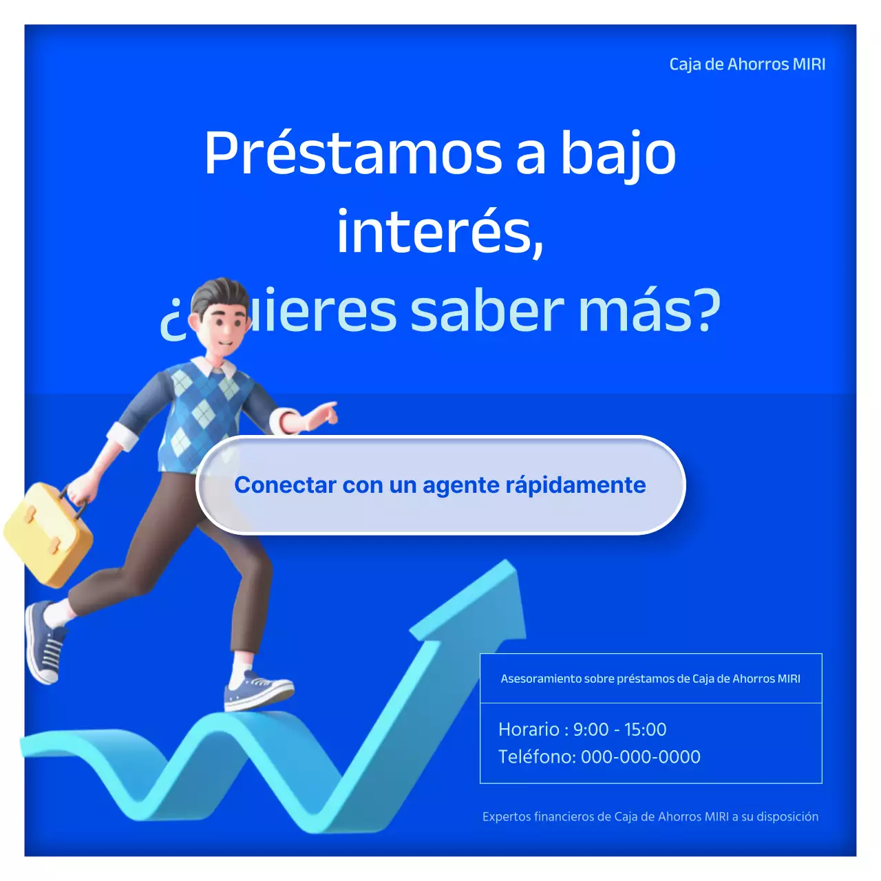 Préstamos a bajo interés con toques de azul y blanco