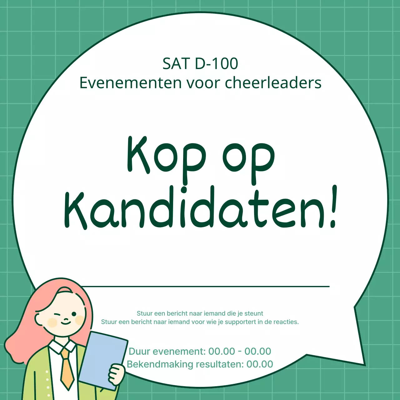 Een groen en schattig SATs cheer-evenement promoten