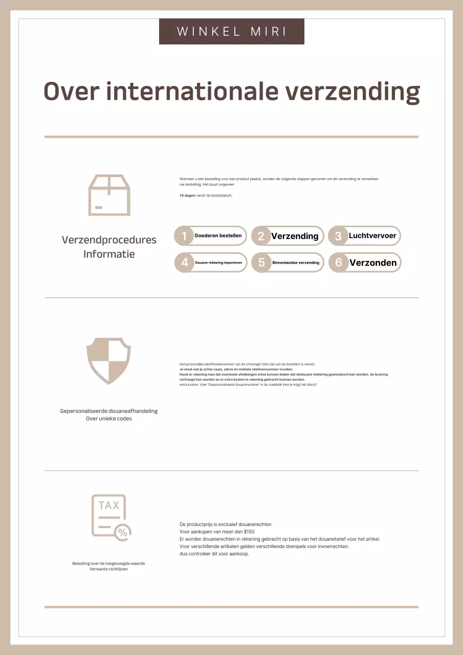 Een eenvoudige, beige en bruine gids voor inklaring bij internationale aankopen