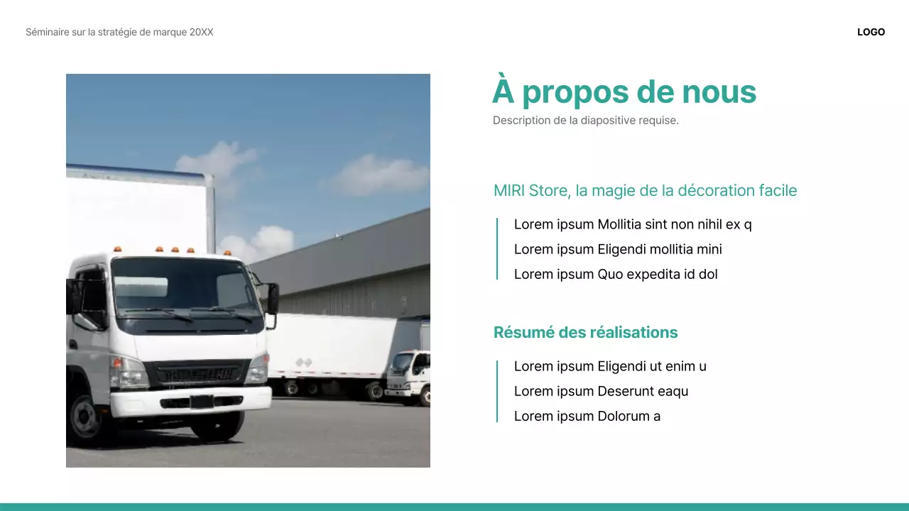 Une présentation de partage d'étude de cas de marque moderne en vert et blanc