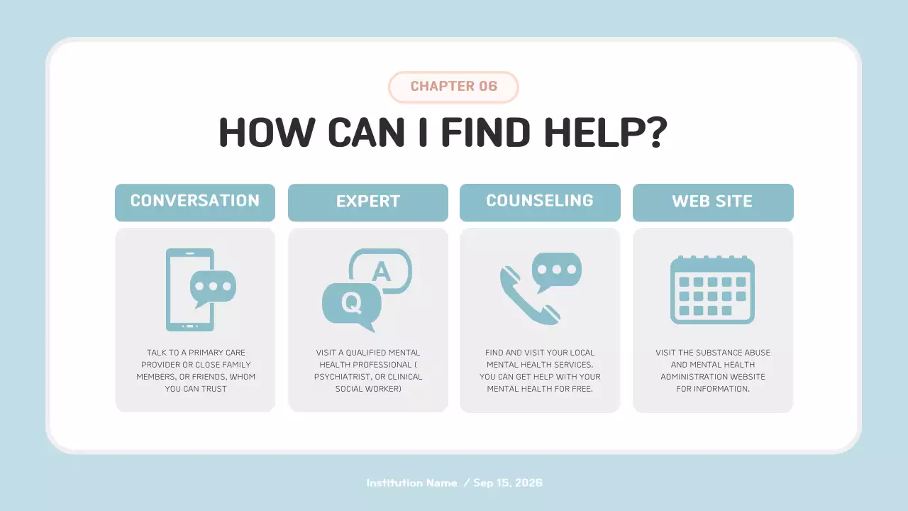 블루 심플 정신 건강 가이드 프레젠테이션