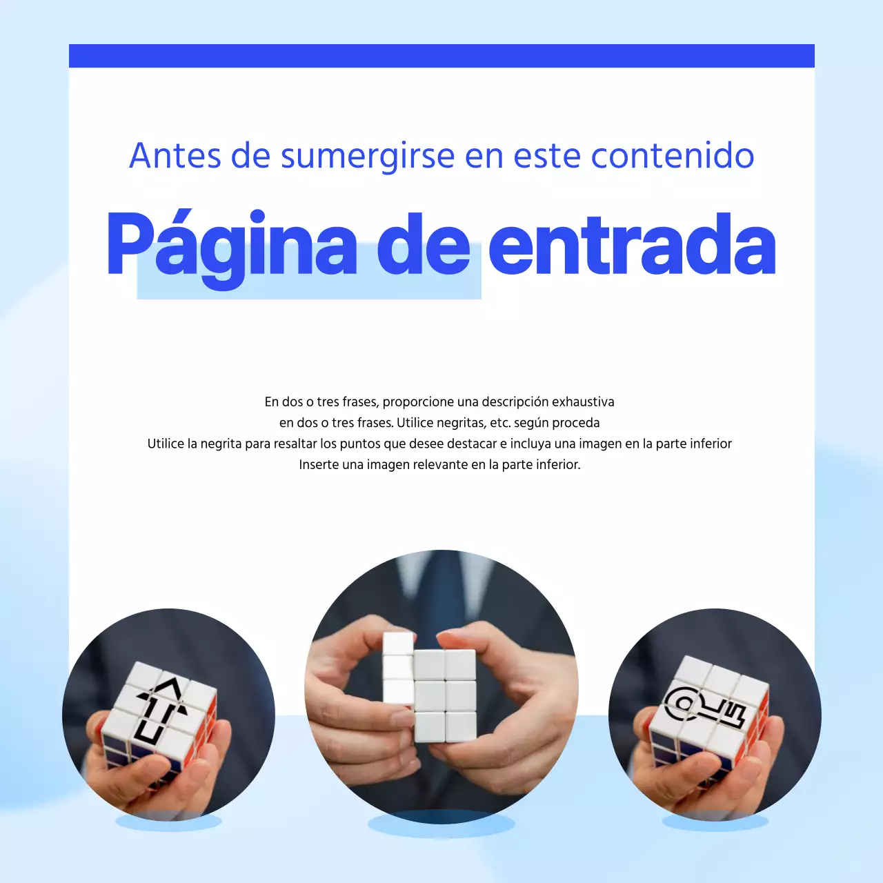 Un sencillo boletín empresarial en azul y blanco