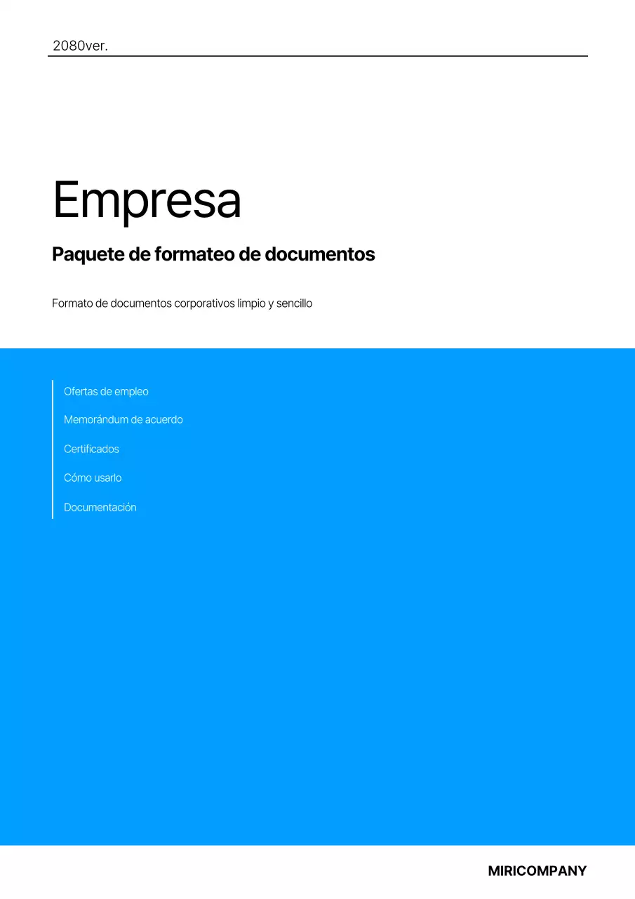 Una plantilla corporativa sencilla en azul y negro