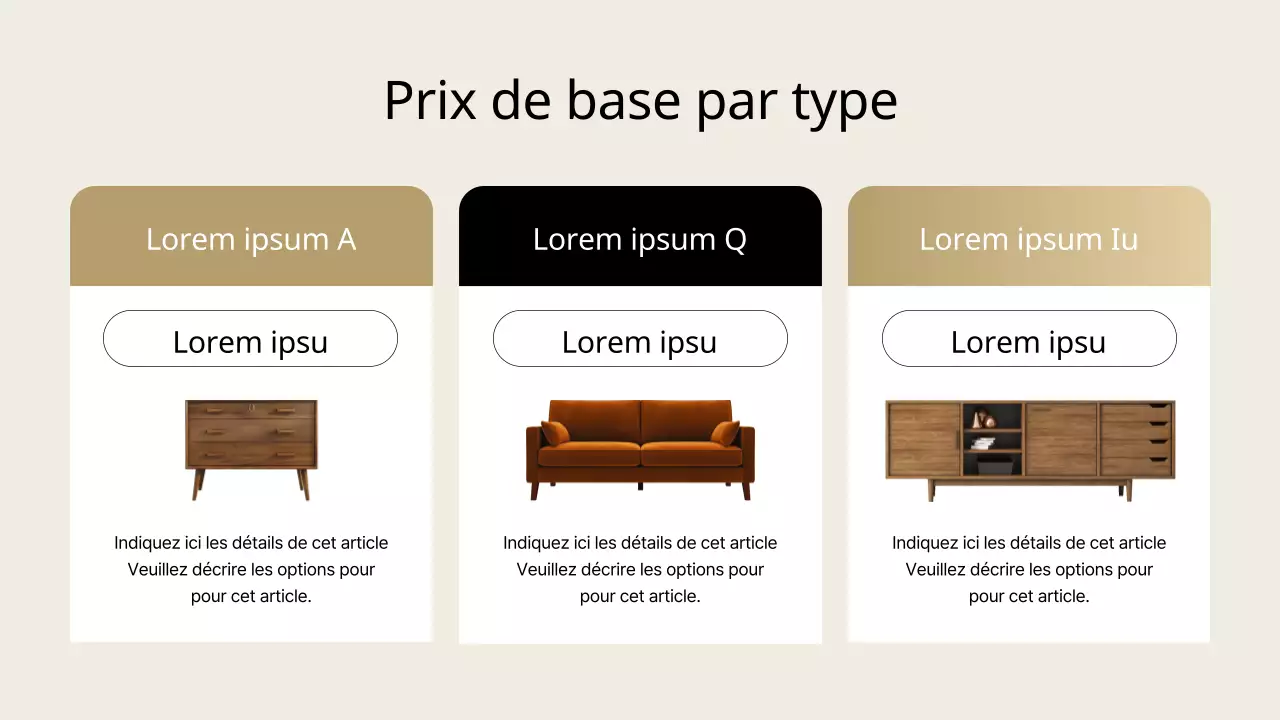 Meubles modernes noirs et beiges guide de devis de l'entrepreneur