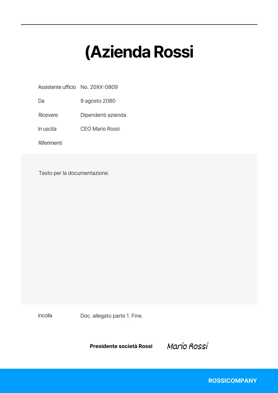 Un semplice modello aziendale in blu e nero