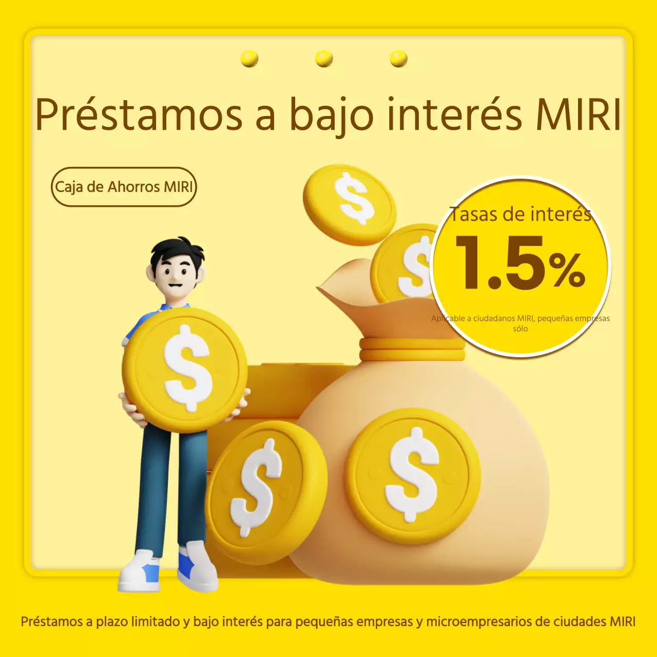 Información sobre préstamos a bajo interés resaltada en amarillo y marrón