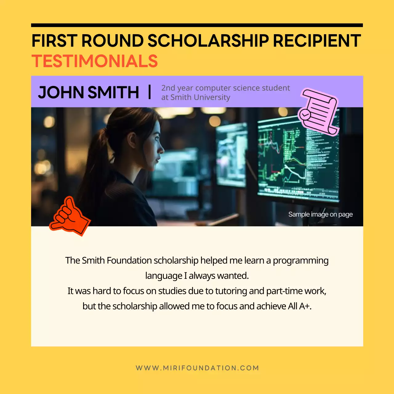 Yellow Modern Grant Announcement Instagram Carousel