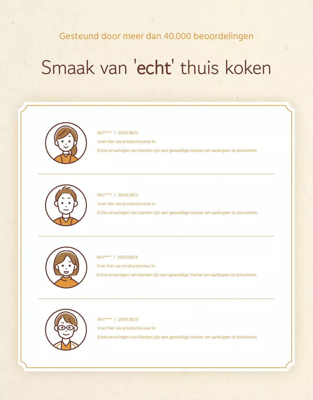 Een traditioneel uitziende bijgerechtenwinkel in beige en oranje promoten